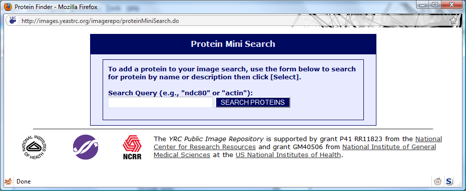 Protein Search Popup